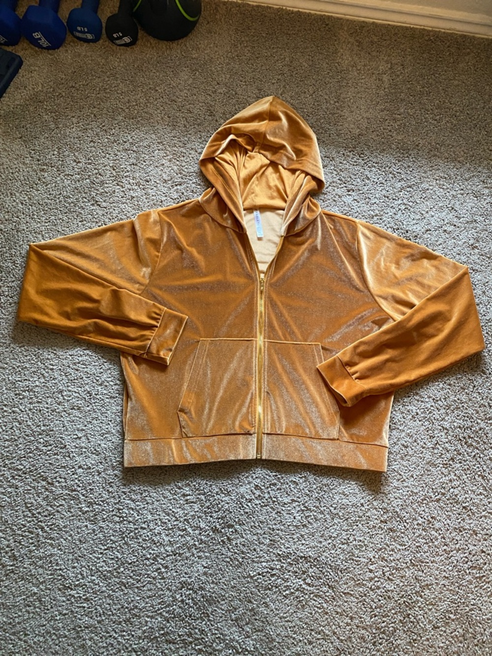 Vanessa Hudgens for Fabletics Velvet Zip-Up Hoodie in Honey